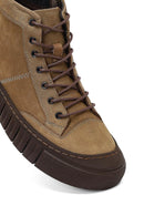 Erkek Bej Fermuarlı Bağcıklı Nubuk Deri Bilekli Bot | Derimod