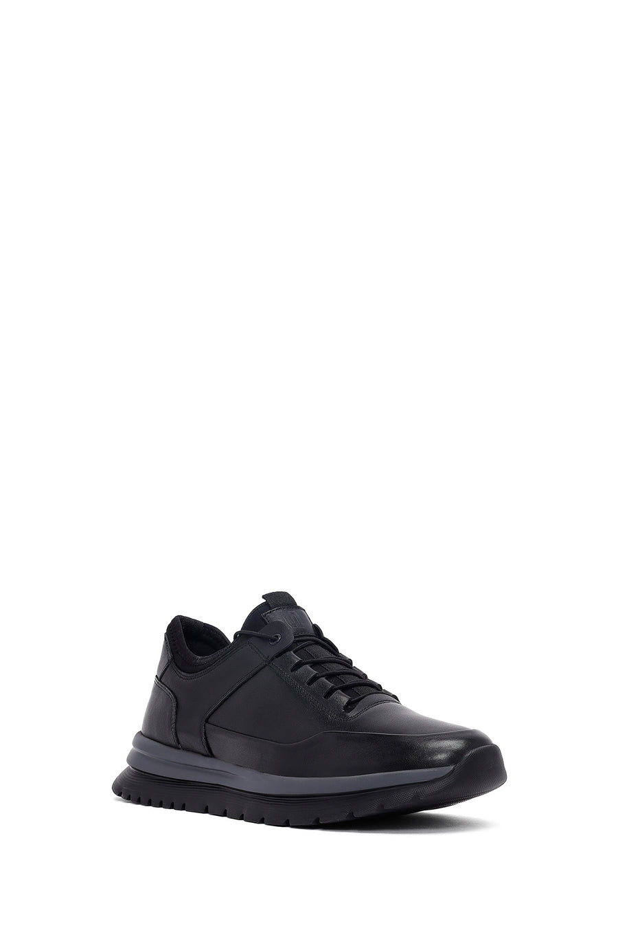 Erkek Siyah Bağcıklı Deri Casual Sneaker