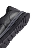 Erkek Siyah Bağcıklı Deri Casual Sneaker | Derimod