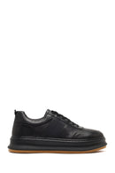 Men's Black Lace-Up Thick-Soled Leather Sneaker | Derimod