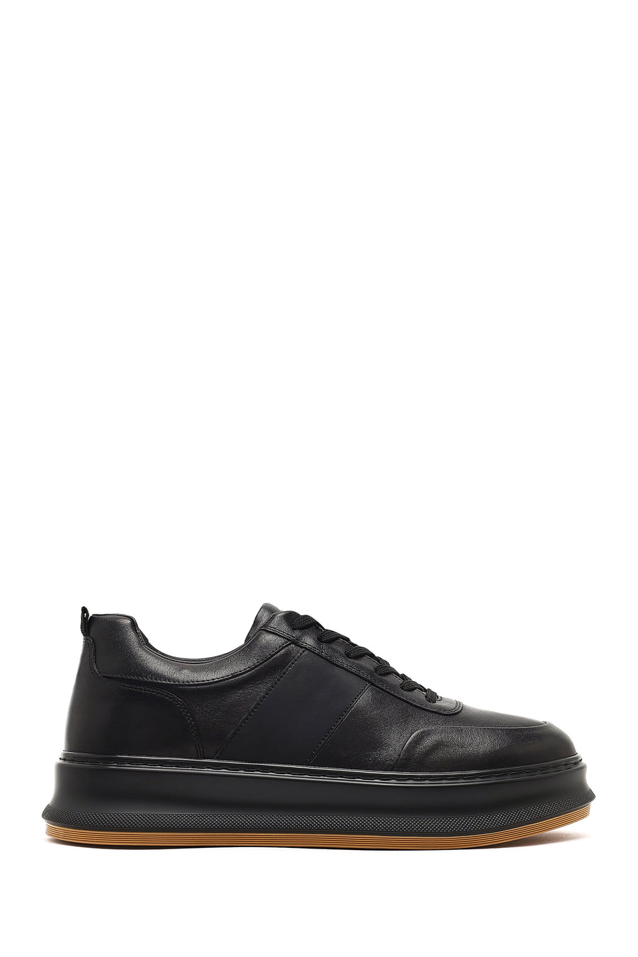 Erkek Siyah Bağcıklı Kalın Tabanlı Deri Sneaker 25WFD641918 | Derimod