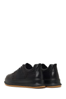 Men's Black Lace-Up Thick-Soled Leather Sneaker | Derimod