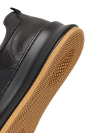 Men's Black Lace-Up Thick-Soled Leather Sneaker | Derimod