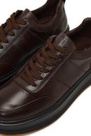 Men's Brown Lace-Up Thick-Soled Leather Sneaker | Derimod