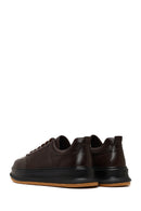 Men's Brown Lace-Up Thick-Soled Leather Sneaker | Derimod