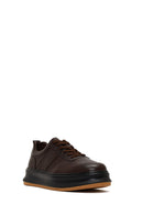 Men's Brown Lace-Up Thick-Soled Leather Sneaker | Derimod