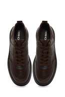 Men's Brown Lace-Up Thick-Soled Leather Sneaker | Derimod