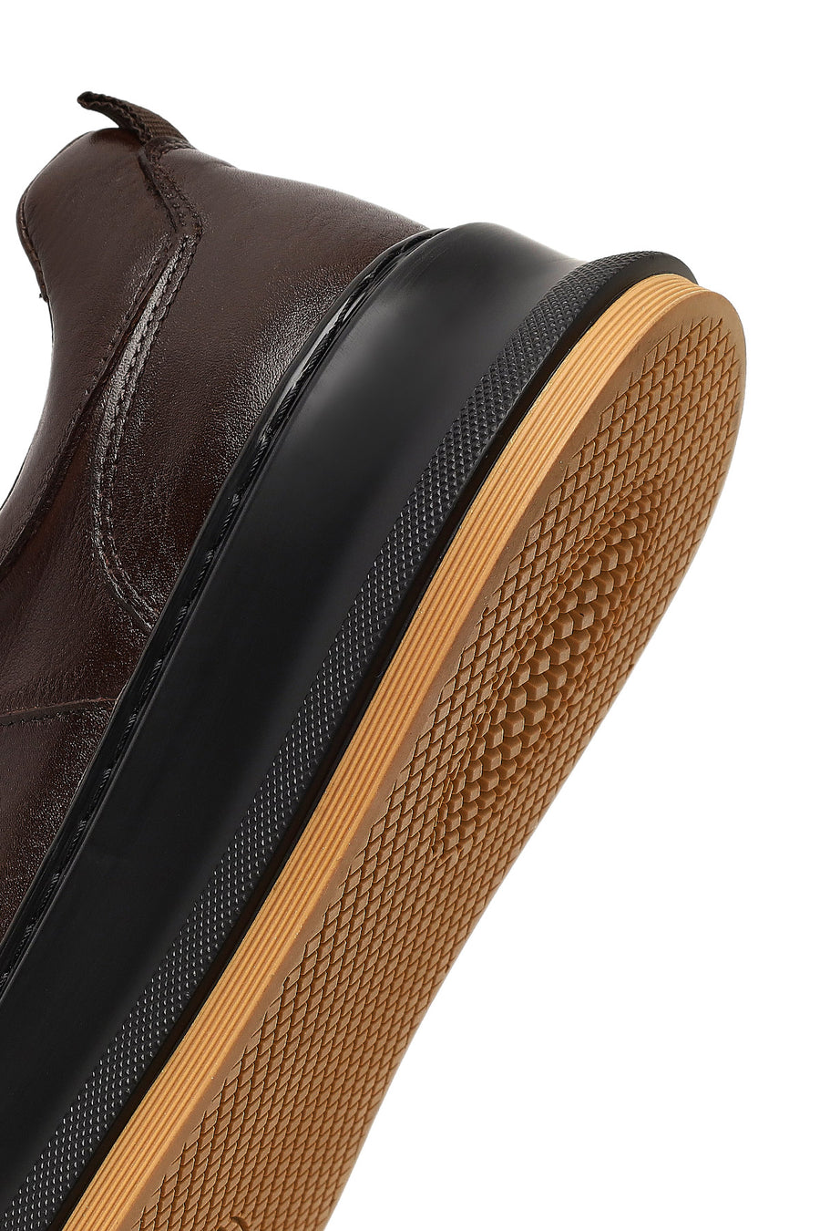 Erkek Kahverengi Bağcıklı Kalın Tabanlı Deri Sneaker