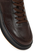 Men's Brown Lace-Up Thick-Soled Leather Sneaker | Derimod