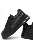 Erkek Siyah Bağcıklı Kalın Tabanlı Deri Sneaker | Derimod