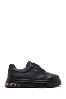 Men's Navy Blue Lace-Up Thick Sole Leather Sneaker | Derimod