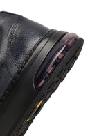 Men's Navy Blue Lace-Up Thick Sole Leather Sneaker | Derimod