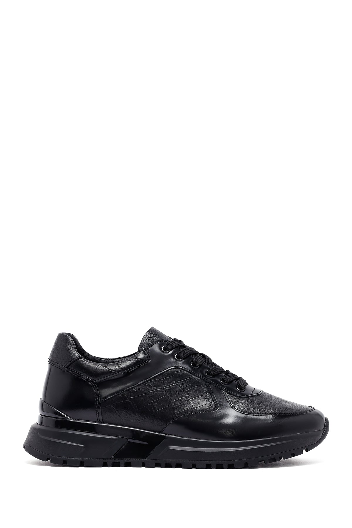 Men's Black Lace-Up Leather Casual Sneakers 25WFD642114 | Derimod