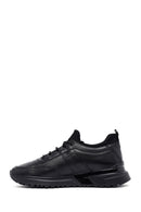 Men's Black Lace-Up Thick-Soled Leather Casual Sneakers | Derimod