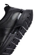 Men's Black Lace-Up Thick-Soled Leather Casual Sneakers | Derimod