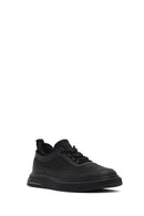 Men's Black Lace-Up Thick-Soled Leather Sneaker | Derimod