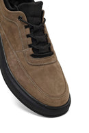 Men's Taupe Lace-up Nubuck Leather Casual Shoes | Derimod