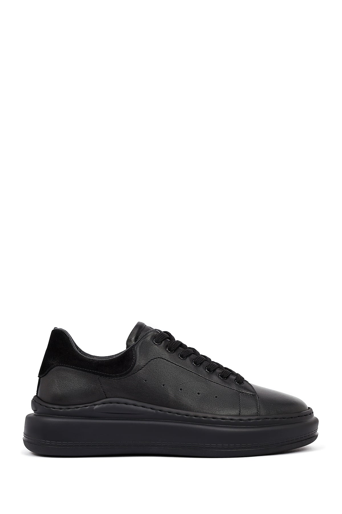 Men's Black Lace-Up Thick-Soled Leather Sneaker 25WFD642518 | Derimod