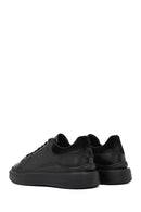 Men's Black Lace-Up Thick-Soled Leather Sneaker | Derimod
