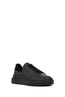 Men's Black Lace-Up Thick-Soled Leather Sneaker | Derimod