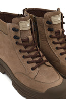 Erkek Vizon Bağcıklı Fermuarlı Nubuk Deri Casual Bot | Derimod