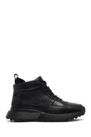 Men's Black Zippered Thick Sole Leather Sports Boot | Derimod