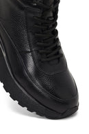 Men's Black Zippered Thick Sole Leather Sports Boot | Derimod