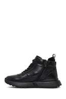 Men's Black Zippered Thick Sole Leather Sports Boot | Derimod