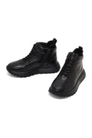 Men's Black Zippered Thick Sole Leather Sports Boot | Derimod
