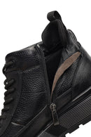 Men's Black Zippered Thick Sole Leather Sports Boot | Derimod