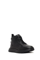 Men's Black Zippered Thick Sole Leather Sports Boot | Derimod