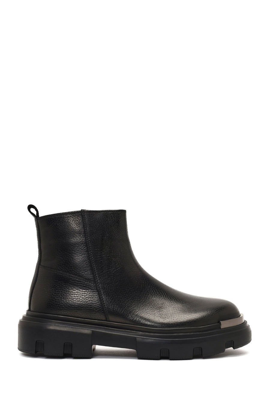 Men's Black Zippered Thick-Soled Leather Casual Boot 25WFD6429FT | Derimod