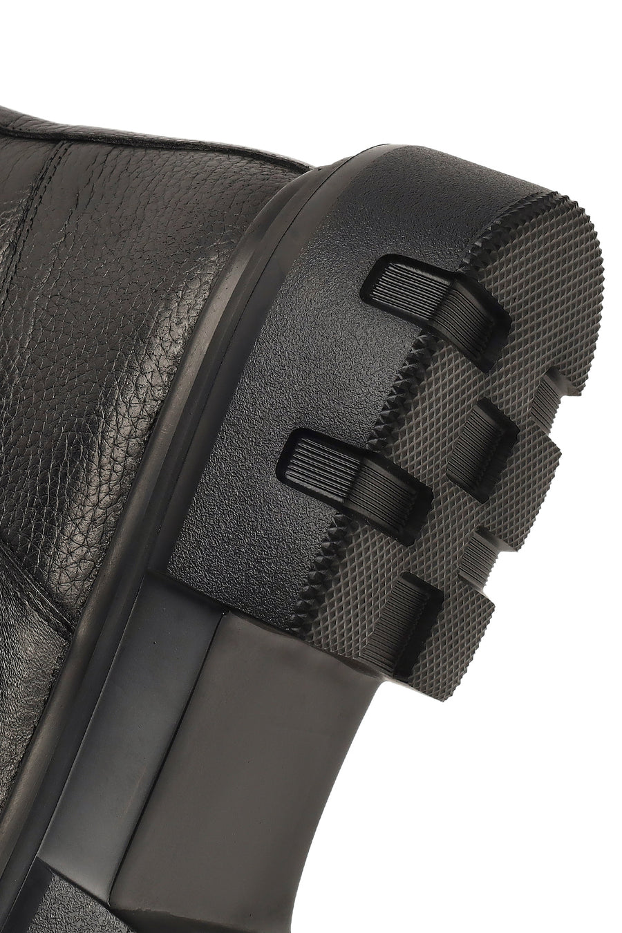 Men's Black Zippered Thick-Soled Leather Casual Boot