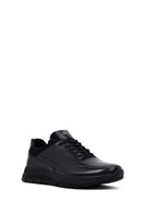 Erkek Siyah Bağcıklı Deri Casual Sneaker | Derimod