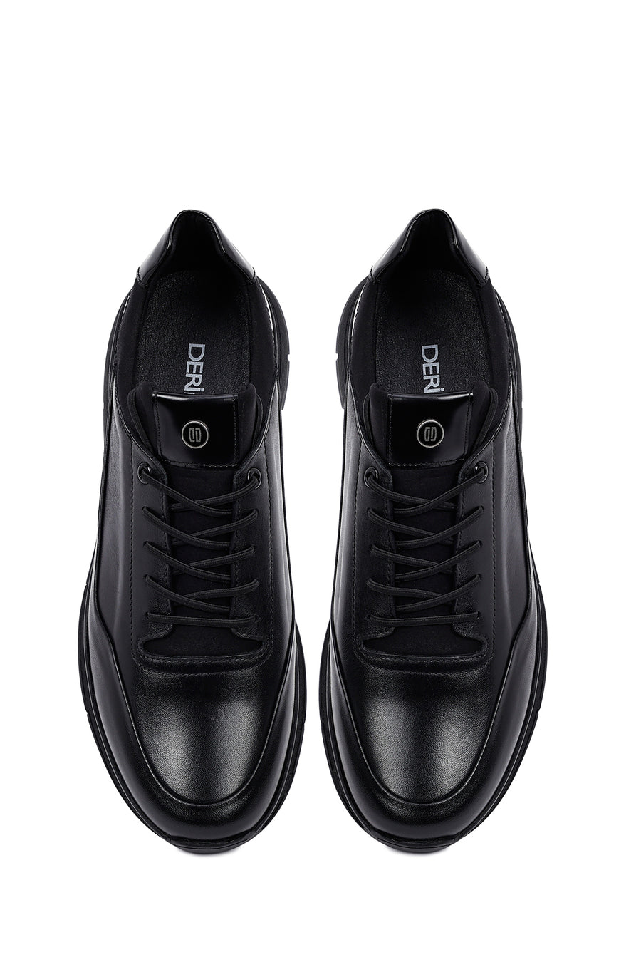 Erkek Siyah Bağcıklı Deri Casual Sneaker