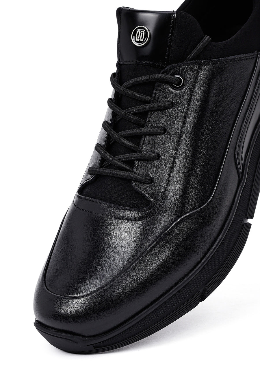 Erkek Siyah Bağcıklı Deri Casual Sneaker