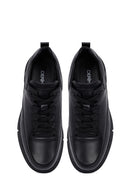 Erkek Siyah Bağcıklı Deri Casual Sneaker | Derimod