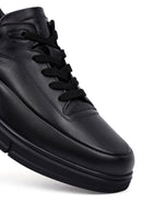 Erkek Siyah Bağcıklı Deri Casual Sneaker | Derimod