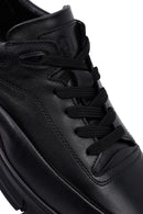 Erkek Siyah Bağcıklı Deri Casual Sneaker | Derimod