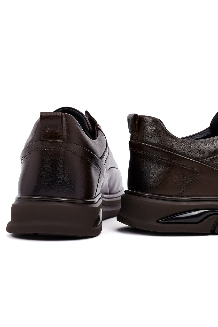 Erkek Kahverengi Bağcıklı Deri Casual Sneaker