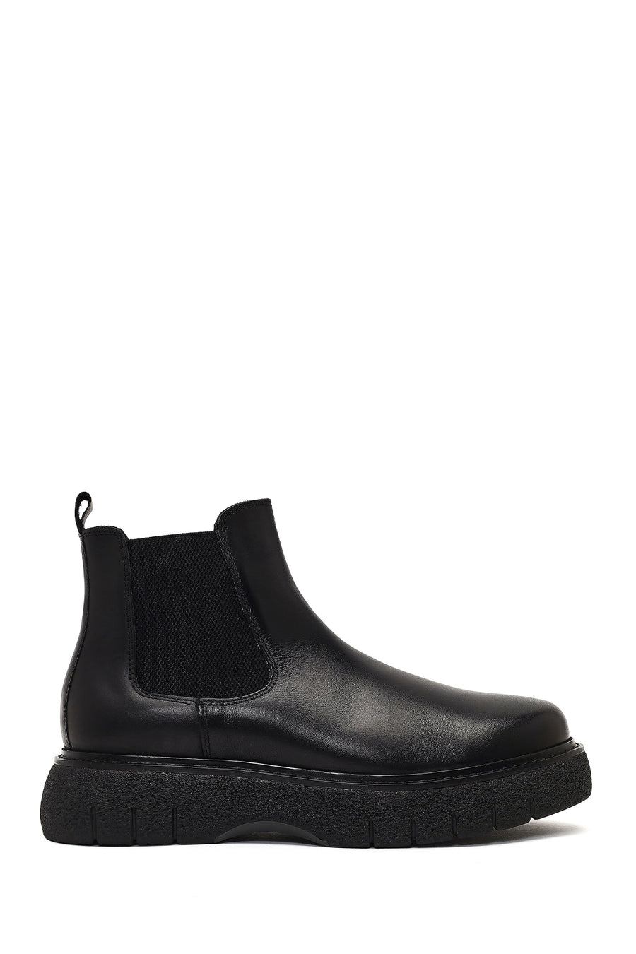 Men's Black Thick-Soled Leather Chelsea Boot 25WFD650218 | Derimod