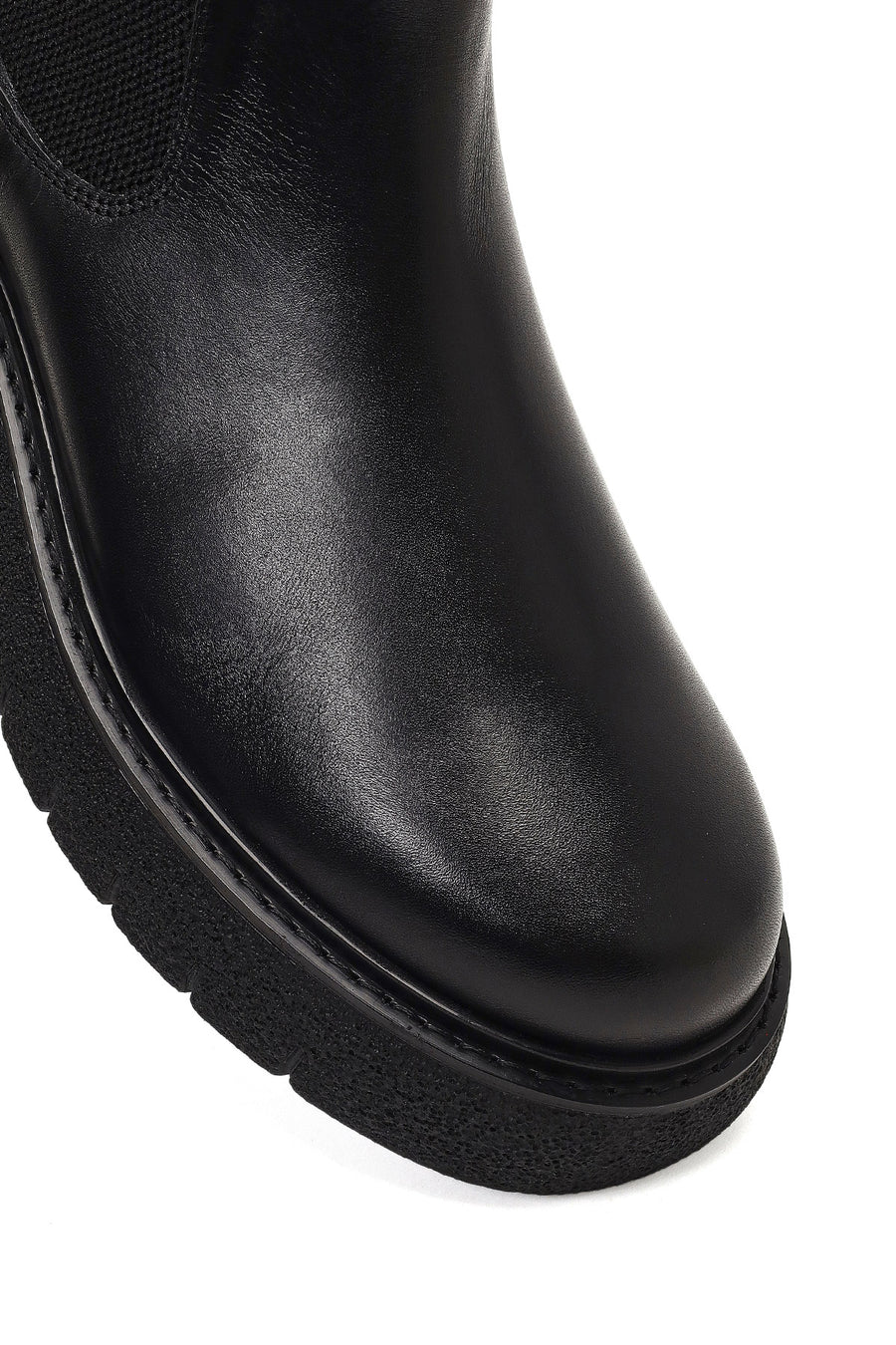 Men's Black Thick-Soled Leather Chelsea Boot