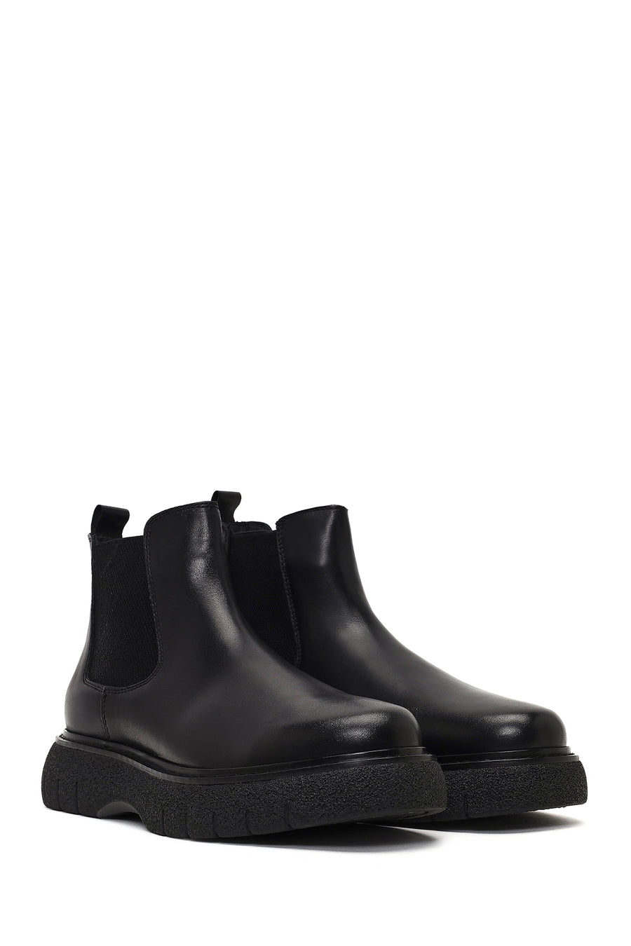 Men's Black Thick-Soled Leather Chelsea Boot