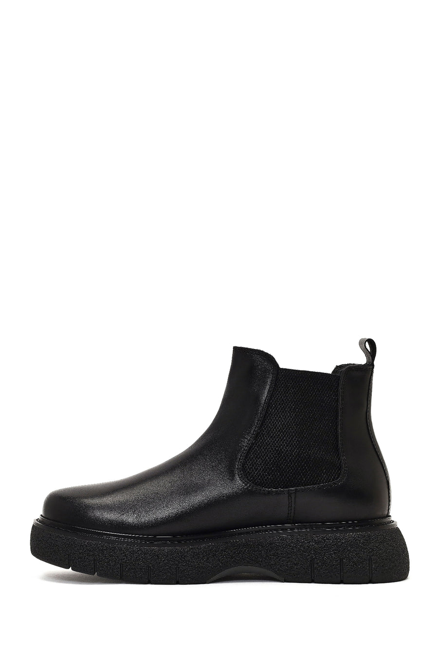 Men's Black Thick-Soled Leather Chelsea Boot