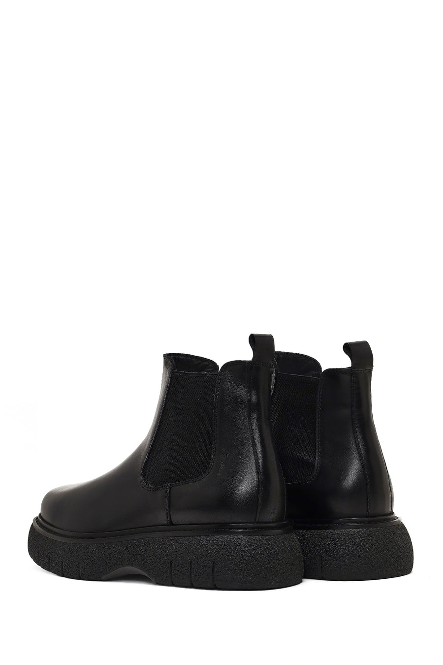 Men's Black Thick-Soled Leather Chelsea Boot