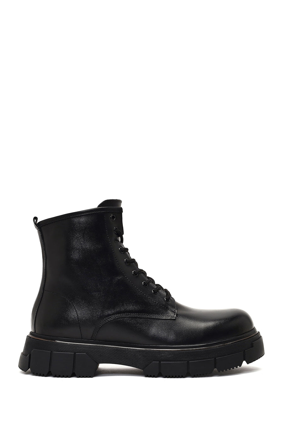 Men's Black Zippered Thick-Soled Leather Boots 25WFD650318 | Derimod