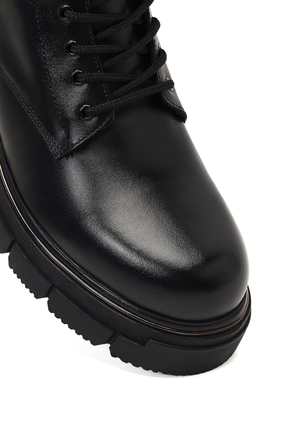 Men's Black Zippered Thick-Soled Leather Boots