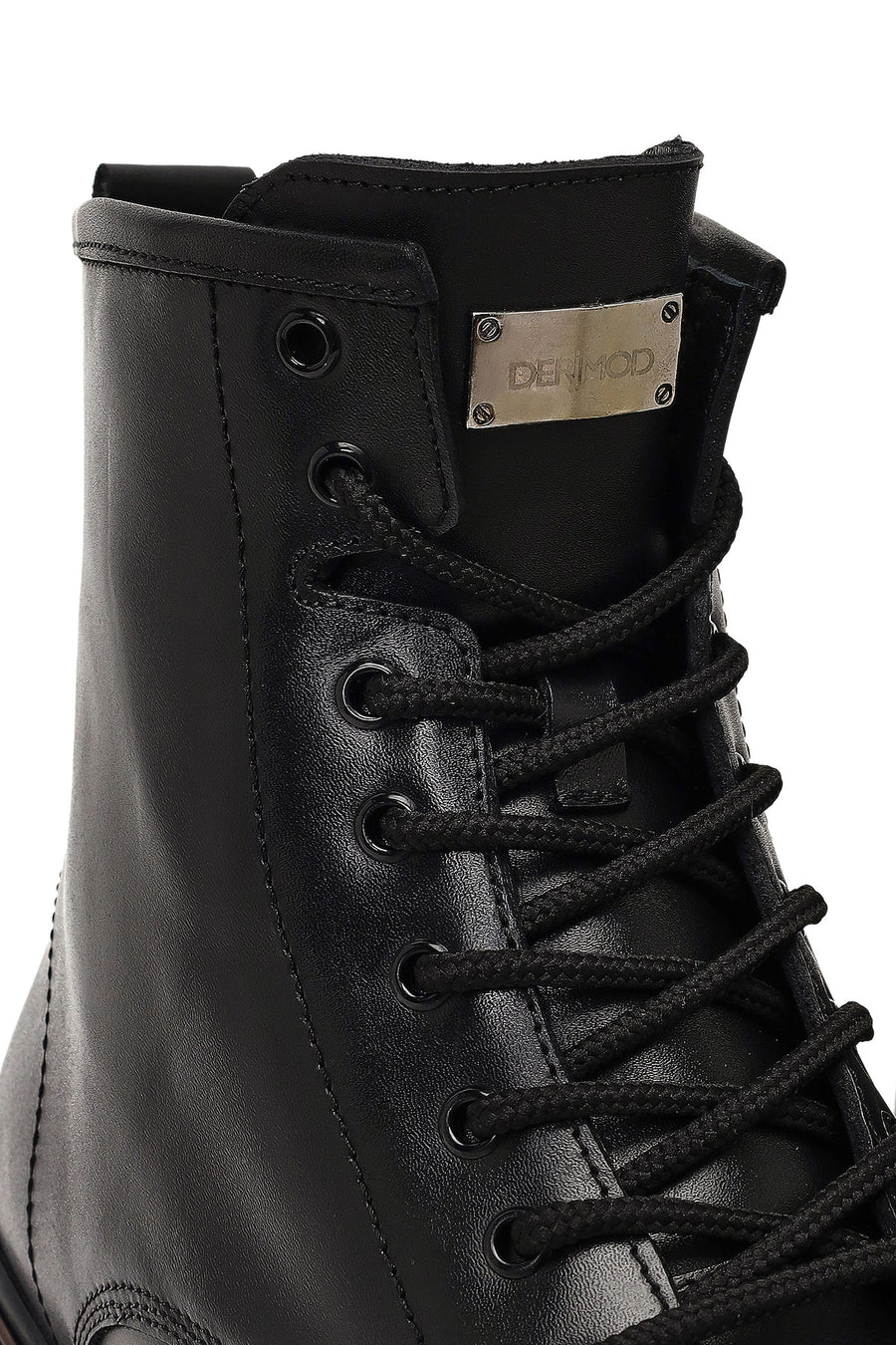 Men's Black Zippered Thick-Soled Leather Boots