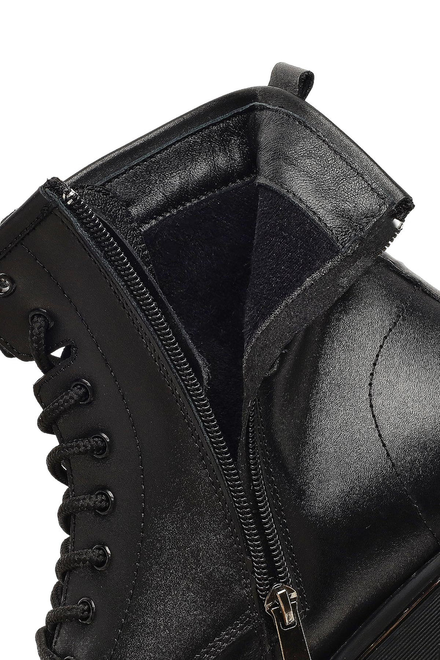 Men's Black Zippered Thick-Soled Leather Boots