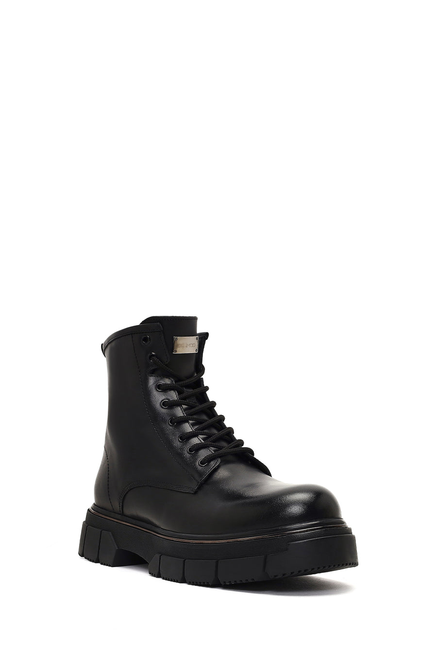 Men's Black Zippered Thick-Soled Leather Boots